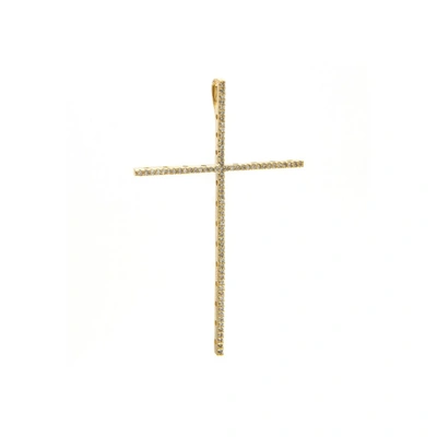 Monary Diamond Large Thin Cross Pendant (yg) In Gold