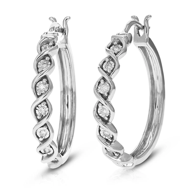Vir Jewels 1/10 Cttw Round Cut Lab Grown Diamond .925 Sterling Silver Hoop Earrings Prong Set 1 Inch