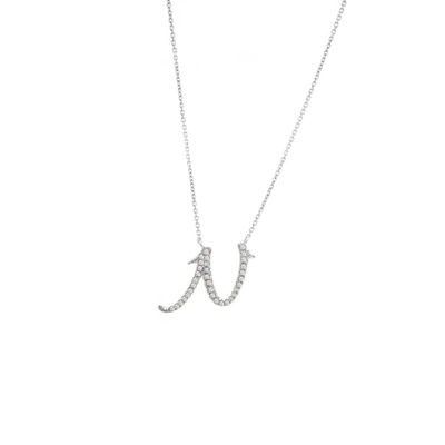 Monary Diamond Script Intial Necklace (wg/ 16+2") In Silver