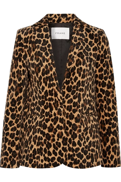 Frame Leopard-print Cotton-blend Velvet Blazer In Cheetah