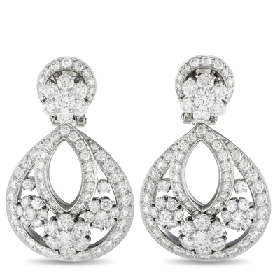 Van Cleef & Arpels Snowflake Platinum 6.71ct Diamond Clip-on Earrings In Silver