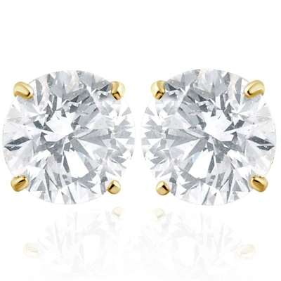 Pompeii3 2 Carat Lab Created Diamond Studs 14k Yellow Gold With Screw Backs In Silver