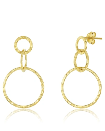 Sterling Forever Sterling Silver Hammered Triple Drop Earrings[silver] In Gold
