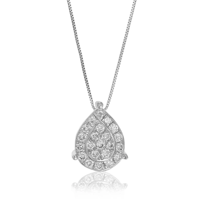 Vir Jewels 1/5 Cttw 22 Stones Si2-i1 Clarity Round Lab Grown Diamond Pear Shape Pendant Necklace .925 Sterling In Silver