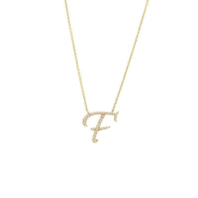 Monary Diamond Script Initial Necklace (yg/ 16+2") In White