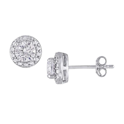 Savvy Cie Jewels Ss 925 0.10ctw Diamond And White Sapphire Earrings In Silver