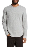 Vince Double-knit Long-sleeve Crewneck T-shirt In Steel
