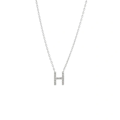 Monary Silver Diamond Initial "h" Necklace