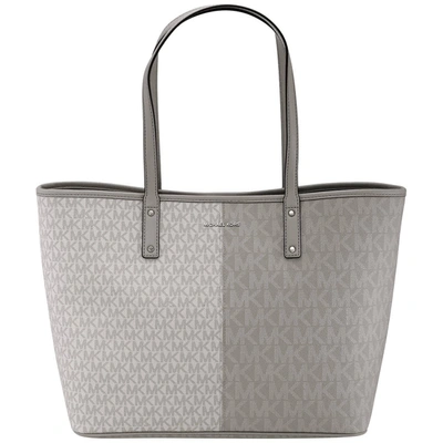 Michael Kors Carter Mk Signature Vc Tote Shoulder Bag In White