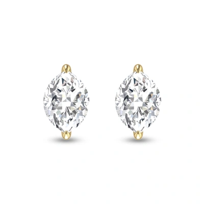 Lab Grown Diamonds Lab Grown 1/4 Ctw Marquise Solitaire Diamond Earrings In 14k Yellow Gold In Silver