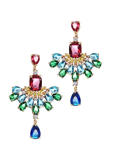 Liv Oliver 18k Gold Multi Color Chandelier Earrings In Pink