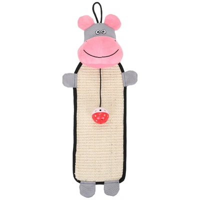 Pet Life 'paw-pleasant' Hanging Sisal & Jute Carpet Kitty Cat Scratcher With Toy In Pink