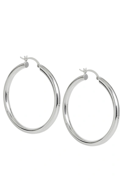 Savvy Cie Jewels Rhod. Plated Chubby Large Hoop Earrings In Silver