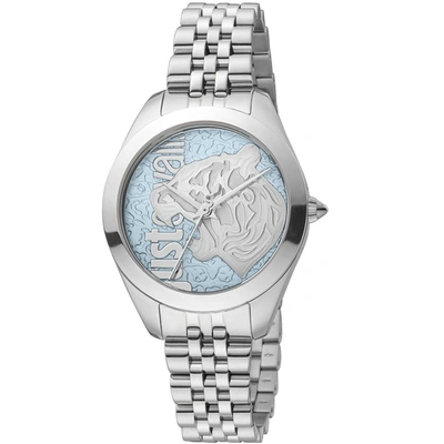 Just Cavalli Women's Pantera Blue Dial Watch In Silver