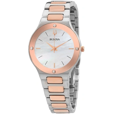Bulova Women's Classic Mother Of Pearl Dial Watch In Two Tone  / Gold Tone / Mother Of Pearl / Rose / Rose Gold Tone