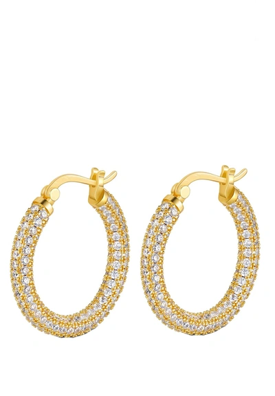 Liv Oliver 18k Gold Embellished Hinged Hoop Earrings In Blue