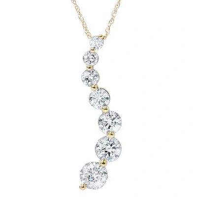 Pompeii3 2ct Huge Diamond Journey Pendant 14k Yellow Gold In Silver