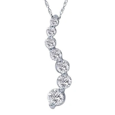 Pompeii3 2ct Huge Diamond Journey Pendant 14k White Gold In Silver