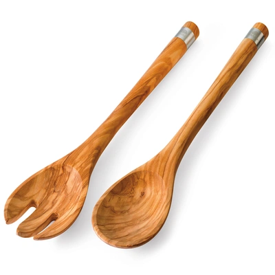 Berard France Olive Wood Handcrafted 2 Piece Salad Server Set In Brown