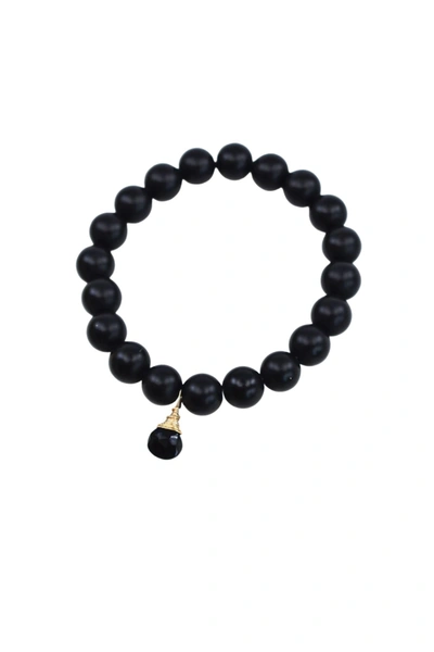 A Blonde And Her Bag Matte Black Onyx Large Stone Stretch Bracelet With Black Onyx