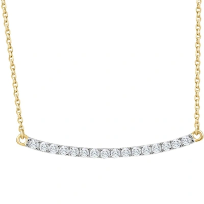 Pompeii3 1/3ct Diamond Bar Pendant 10k Yellow Gold Necklace Lab Grown 1 1/3" In Silver