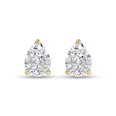 Lab Grown Diamonds Lab Grown 1/4 Ctw Pear Shaped Solitaire Diamond Earrings In 14k Yellow Gold In Silver