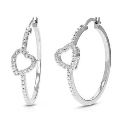 Vir Jewels 1/10 Cttw 12 Stones Round Lab Grown Diamond Hoop Earrings .925 Sterling Silver Prong Set 1 Inch