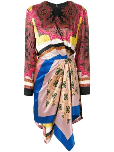 Etro Long-sleeved Silk Dress In Multicoloured