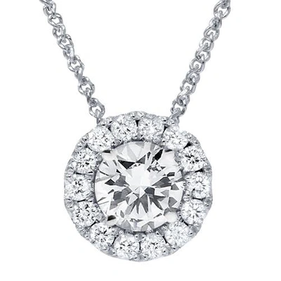 Pompeii3 2 1/4ct Halo Diamond Solitaire Pendant 14k White Gold In Silver