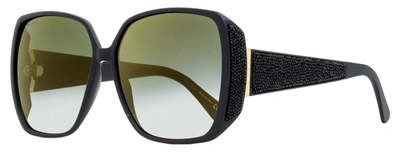 Jimmy Choo Women's Square Glitter Sunglasses Cloe 807fq Black 62mm In Green