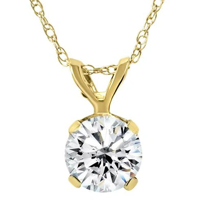 Pompeii3 1/5ct Lab Grown Solitaire Diamond Pendant 14k Yellow Gold Necklace In Silver