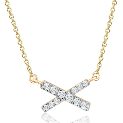 Pompeii3 1/5ct Tw Diamond X Cross Pendant Yellow Gold Women's Necklace 18" In Silver