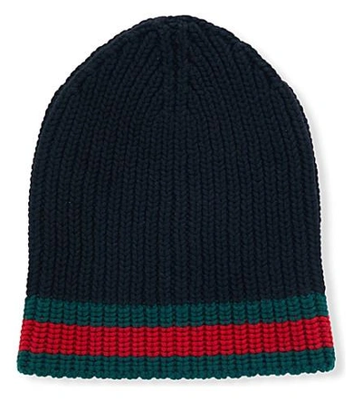 Gucci Striped Wool Beanie In Black