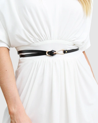 Belle & Bloom London Mood Leather Tie Belt - Black In White