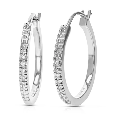Vir Jewels 1/10 Cttw Round Lab Grown Diamond Hoop Earrings In .925 Sterling Silver Prong Set 1 Inch