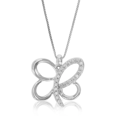 Vir Jewels 1/10 Cttw Lab Grown Diamond Butterfly Pendant Necklace .925 Sterling Silver 1/2 Inch With 18 Inch Ch