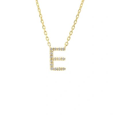 Monary Silver Diamond Initial "e" Necklace W/18k Yg Plate In White