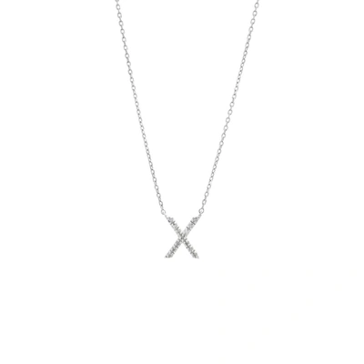 Monary Silver Diamond Initial "x" Necklace In White