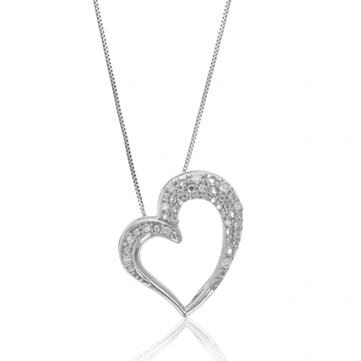 Vir Jewels 1/10 Cttw Lab Grown Round Cut Diamond Heart Pendant Necklace .925 Sterling Silver 2/3 Inch With 18 I