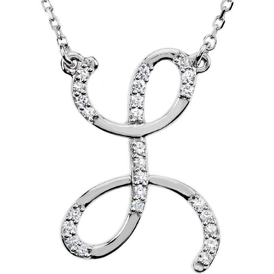 Pompeii3 1/4ct Diamond "l" Initial Pendant 18" Necklace 14k White Gold In Silver