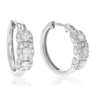 Vir Jewels 1 Cttw 46 Stones Si2-i1 Clarity Lab Grown Diamond Hoop Earrings .925 Sterling Silver Round Cut Prong