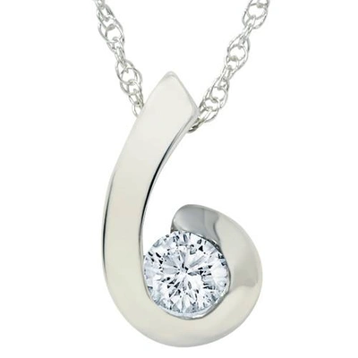 Pompeii3 1/2ct Round Brilliant Diamond Solitaire Swirl Pendant In Silver