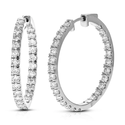 Vir Jewels 3 Cttw Round Cut Lab Grown Diamond Hoop Earrings In .925 Sterling Silver Prong Set 1 Inch