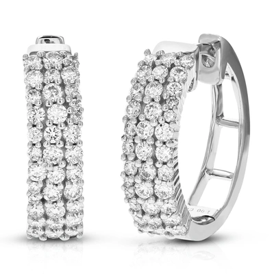 Vir Jewels 1 Cttw 70 Stones Round Lab Grown Diamond Hoop Earrings .925 Sterling Silver Prong Set 3/4 Inch