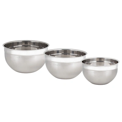 Cuisipro Stainless Steel Mixing Bowl 3 Piece Set In Silver