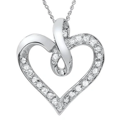 Pompeii3 1/4ct Diamond Curve Heart Shape Pendant Necklace In White, Yellow, Or Rose Gold In Silver