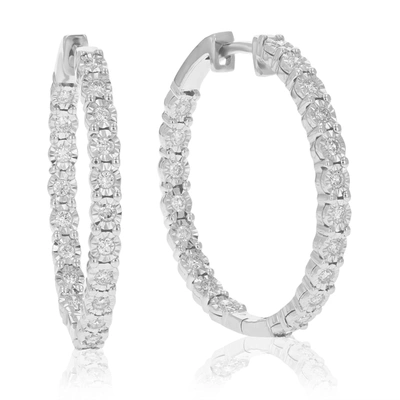 Vir Jewels 1 Cttw Lab Grown Diamond Hoop Earring .925 Sterling Silver Prong Set Round Cut