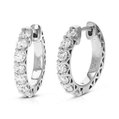 Vir Jewels 1 Cttw 14 Stones Si2-i1 Clarity Round Cut Lab Grown Diamond Hoop Earrings Prong Set On .925 Sterling In Silver