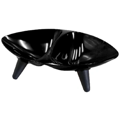 Pet Life 'couture Sculptured' Dishwasher Safe Melamine Food And Water Double Pet Bowl In Black