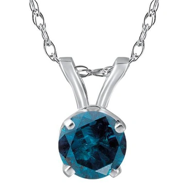Pompeii3 3/4ct Blue Diamond Solitaire 14k White Gold Pendant